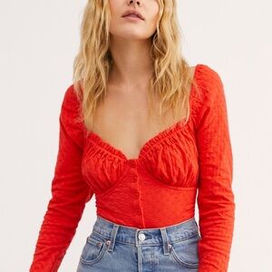 Free People Long Sleeved Corset Top
